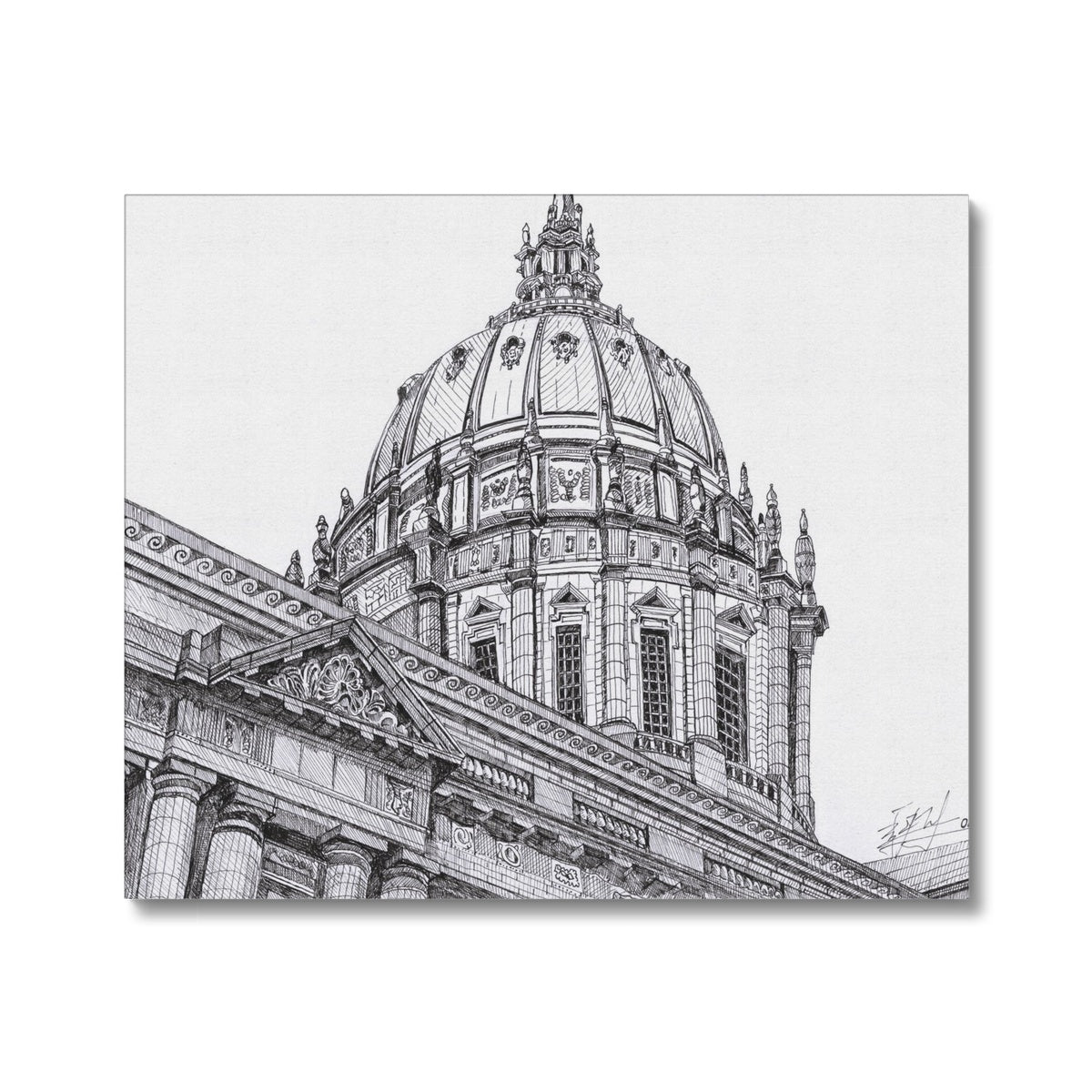 SF city hall Pen drawing Canvas