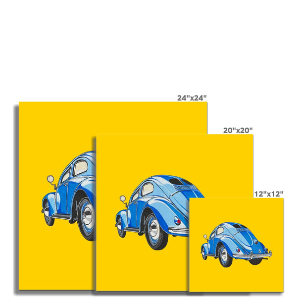 Blue VW beetle (Oval window) Fine Art Print