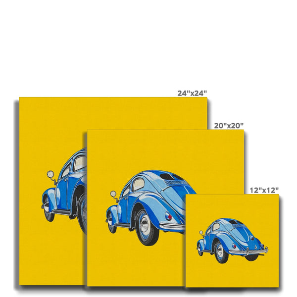 Blue VW beetle (Oval window) Canvas