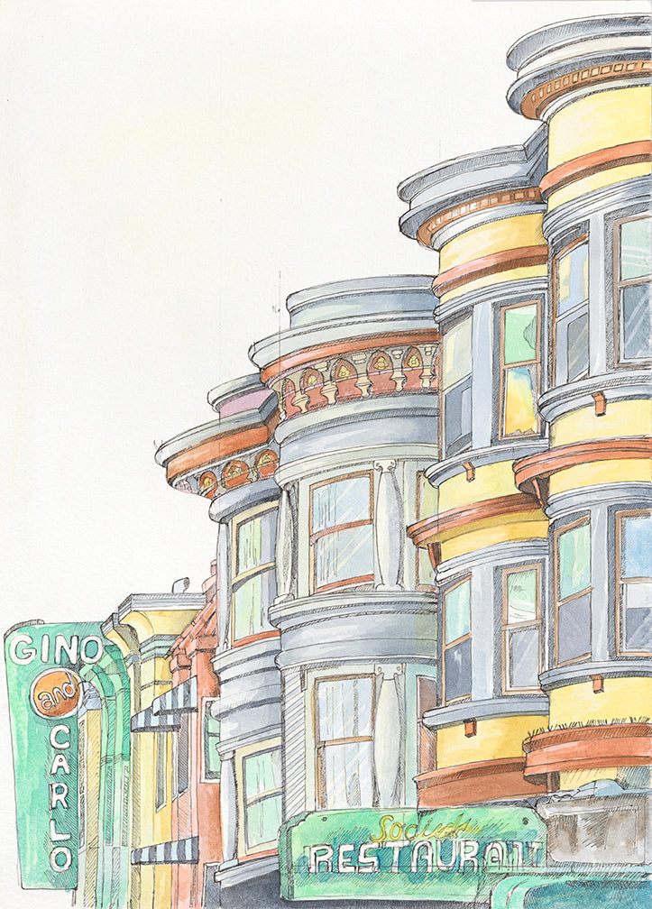 The Italian Houses (original) - watercolor