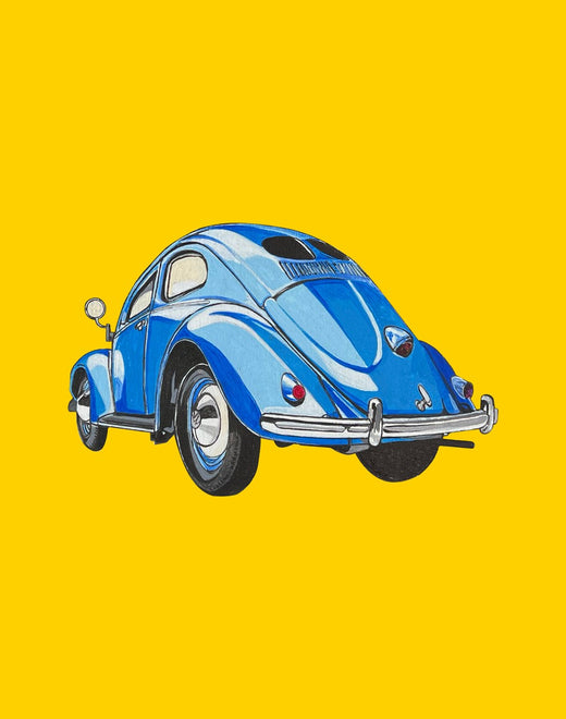 Blue VW beetle (Oval window)