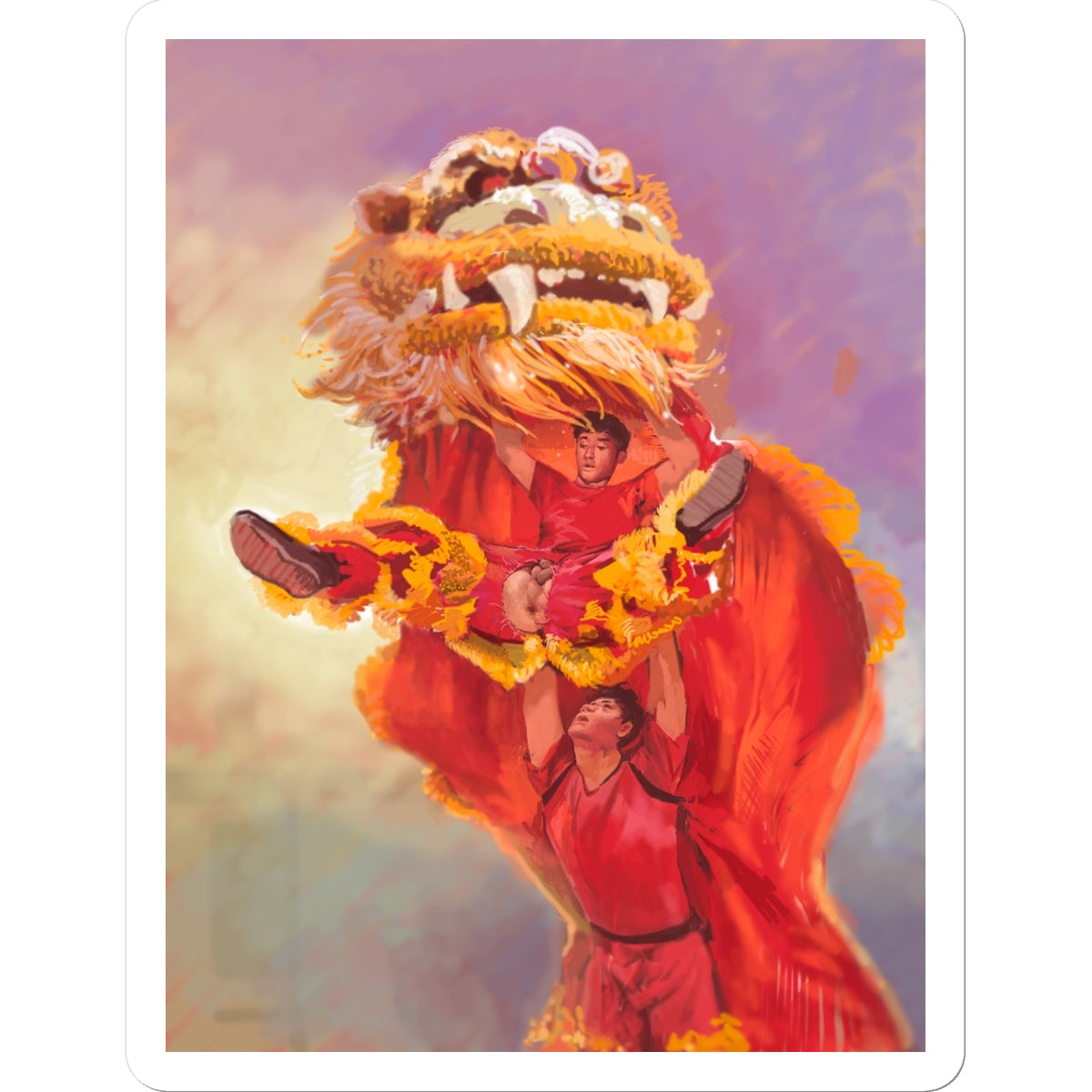 Lion Dancers Sticker