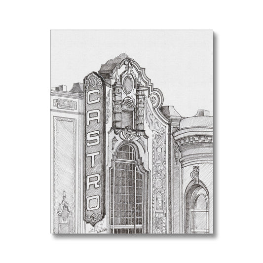 Castro Theater Pen Drawing  Canvas