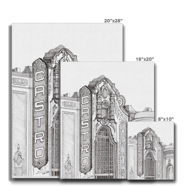 Castro Theater Pen Drawing  Canvas