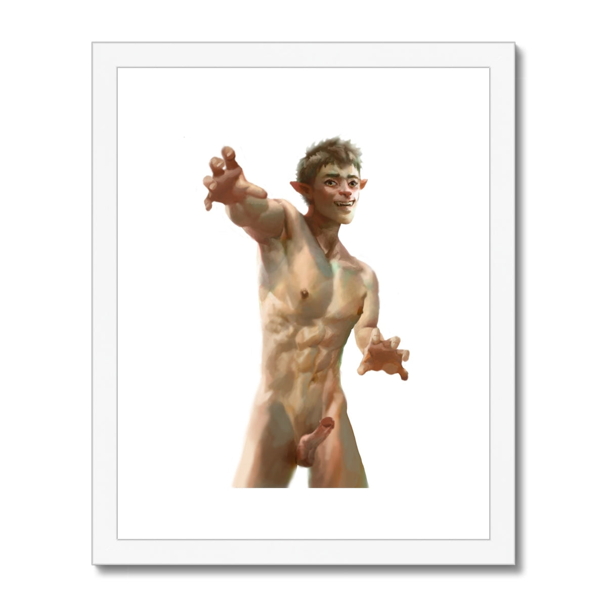 Young Wolf Nude Framed & Mounted Print