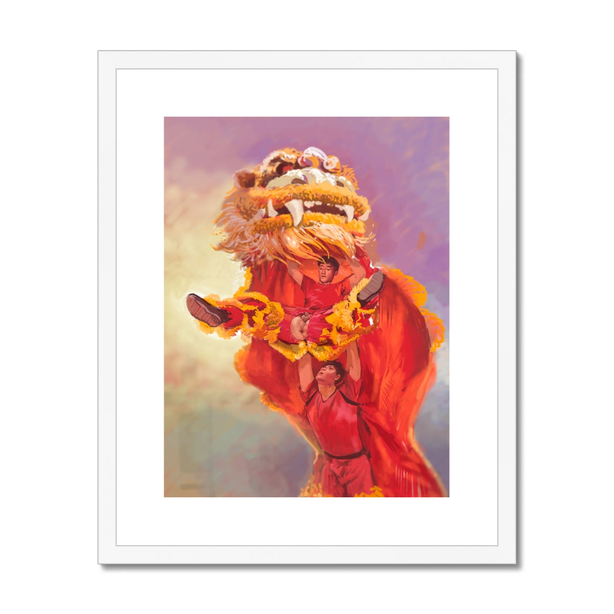 Lion Dancers Framed & Mounted Print