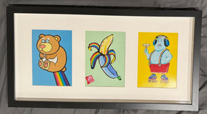 Bear/Banana/Genie Tryptych framed