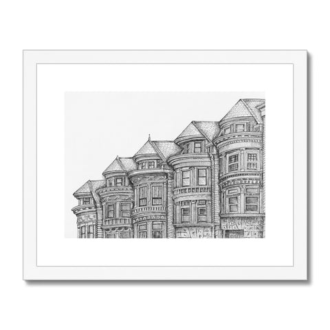 Haight Ashbury Painted Ladies Framed & Mounted Print