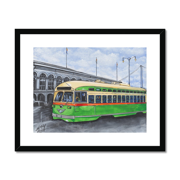 A Green trolley Framed & Mounted Print