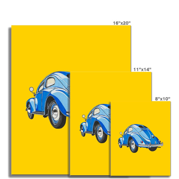 Blue VW beetle (Oval window) Fine Art Print