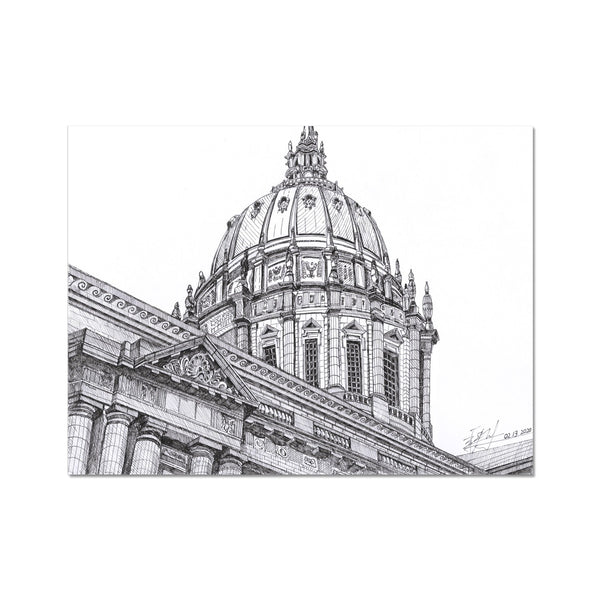 SF city hall Pen drawing  Fine Art Print