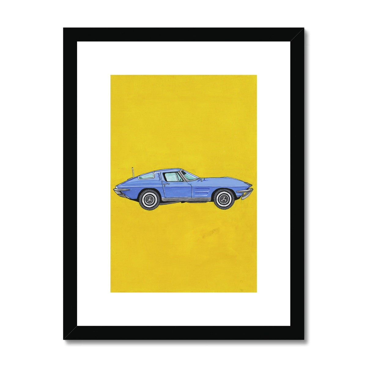 Blue Corvette Framed & Mounted Print