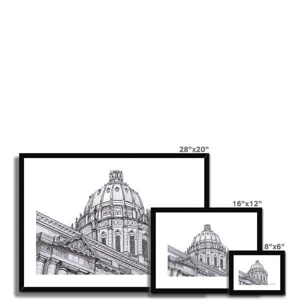 SF city hall Pen drawing  Framed & Mounted Print