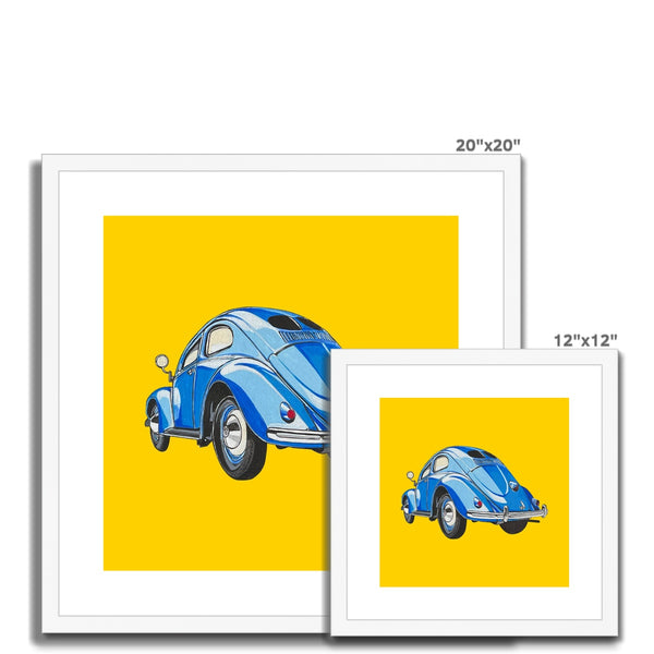 Blue VW beetle (Oval window) Framed & Mounted Print