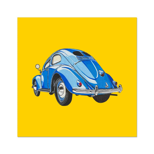Blue VW beetle (Oval window) Fine Art Print