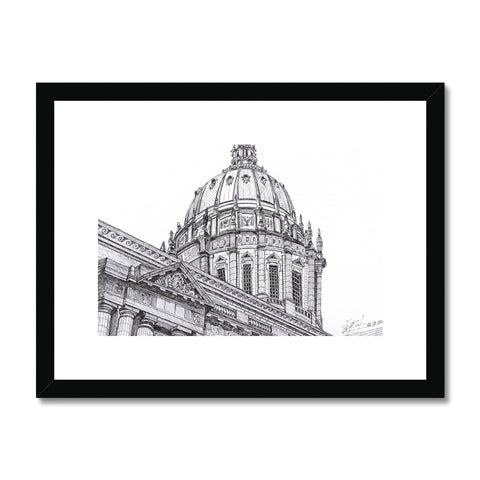 SF city hall Pen drawing  Framed & Mounted Print