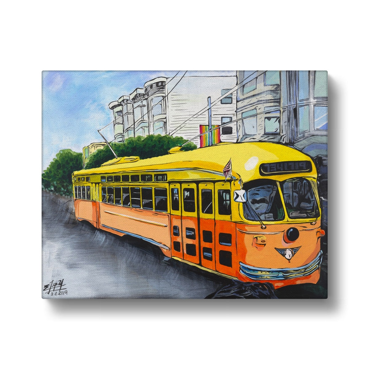 The yellow & orange SF trolley Canvas