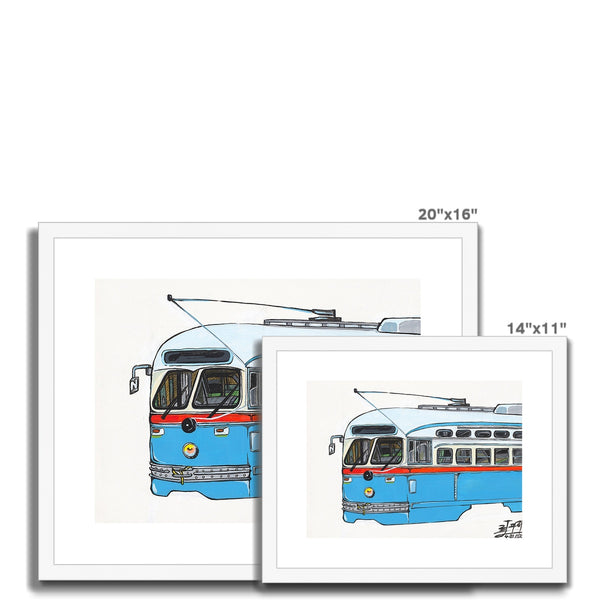 Blue Trolley Framed & Mounted Print