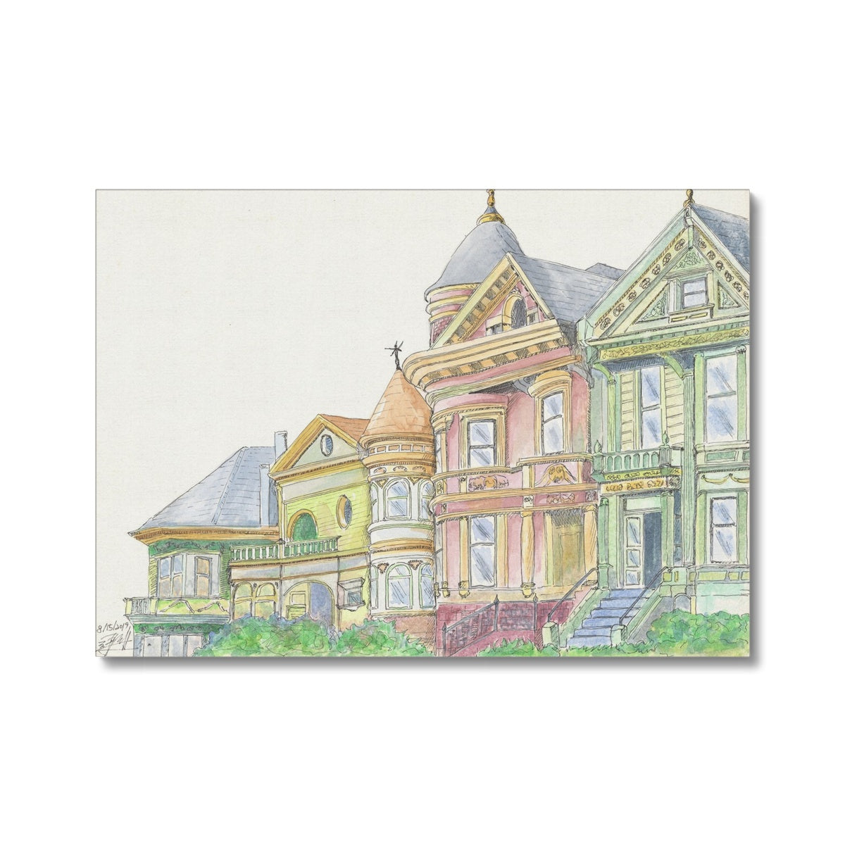 Historical row of Victorian houses Canvas