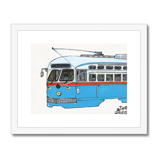 Blue Trolley Framed & Mounted Print