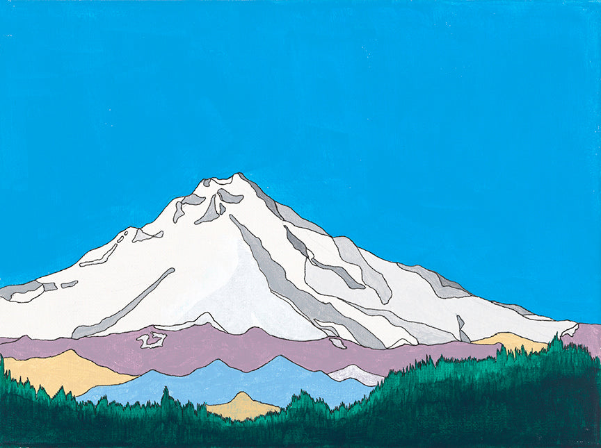 Mt. Hood blue sky (original) -Acrylic