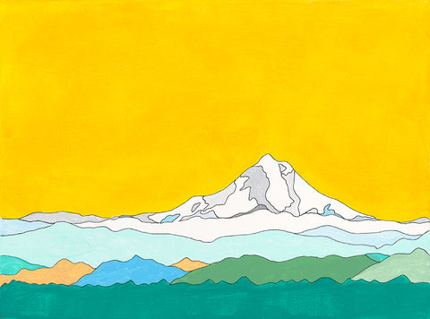 Mt.Hood yellow sky (original) - Acrylic