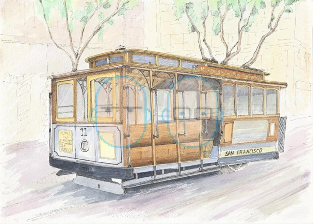 A Cable Car (Original) -Watercolor Original