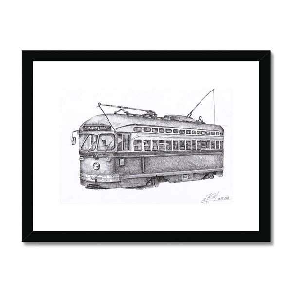 SF trolley Pen drawing Framed & Mounted Print