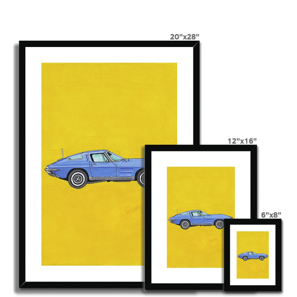 Blue Corvette Framed & Mounted Print