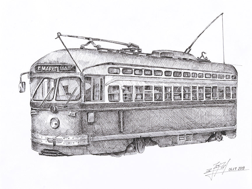 SF Trolley (original ) - pen drawing