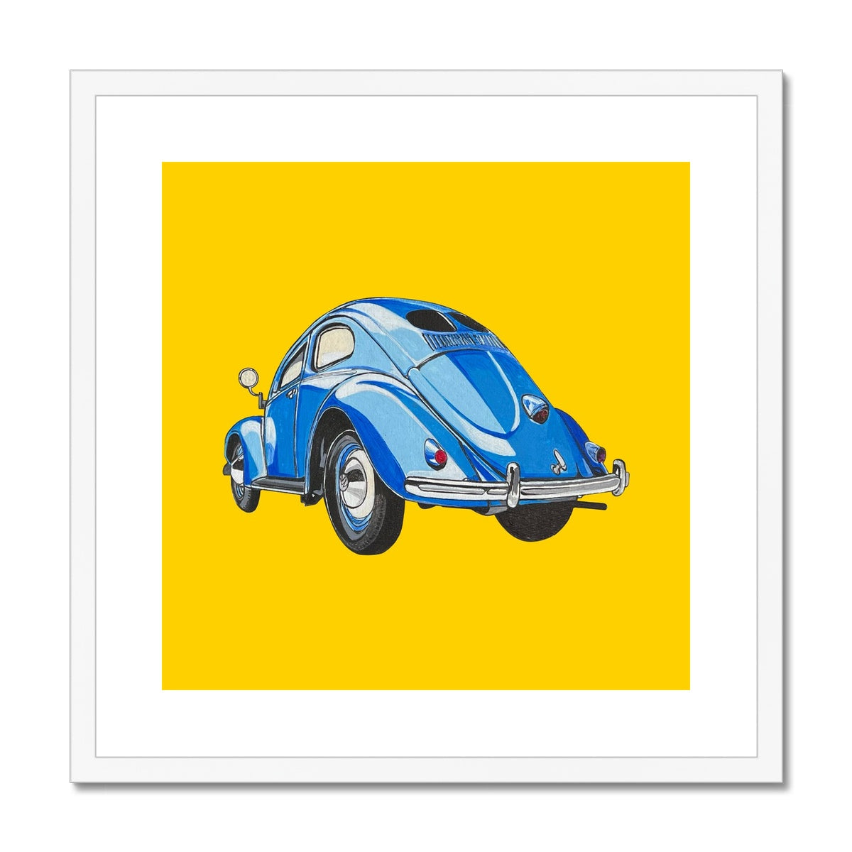 Blue VW beetle (Oval window) Framed & Mounted Print