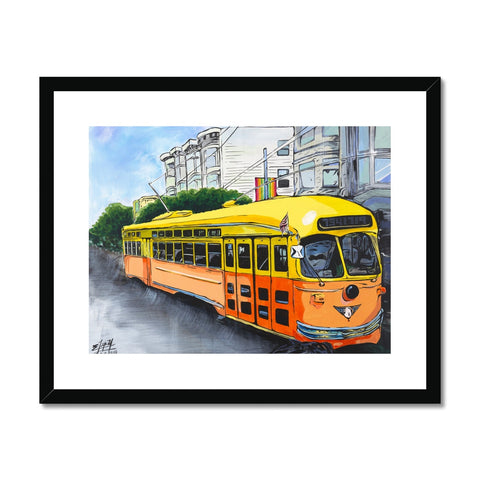 The yellow & orange SF trolley Framed & Mounted Print