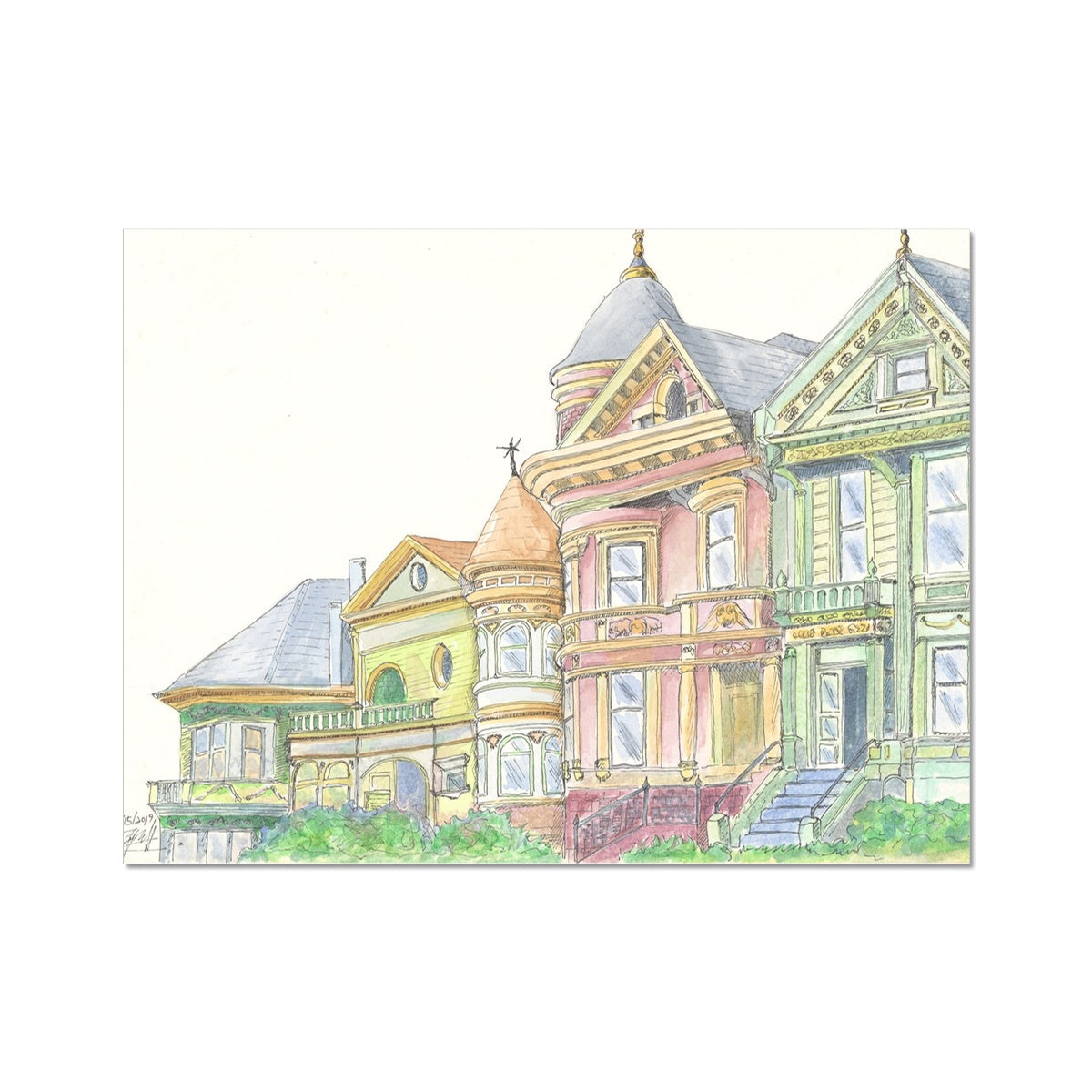 Historical row of Victorian houses Fine Art Print