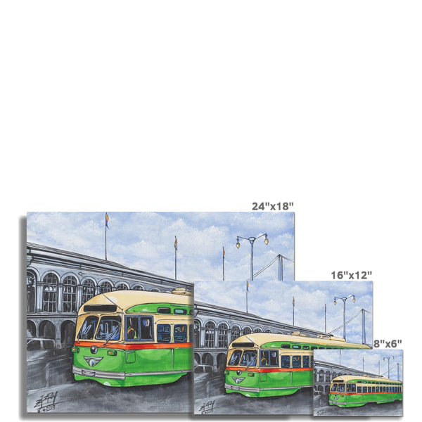 A Green trolley Fine Art Print