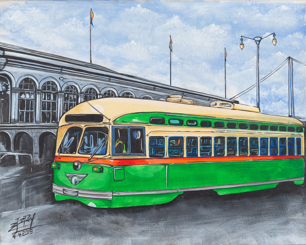 A Green Trolley GREETING CARDS