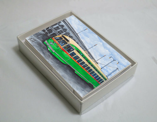 A Green Trolley GREETING CARDS